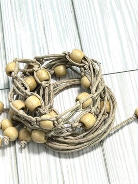 70’s Vintage Retro Macrame Wooden Beads. Tie Belt.  62”